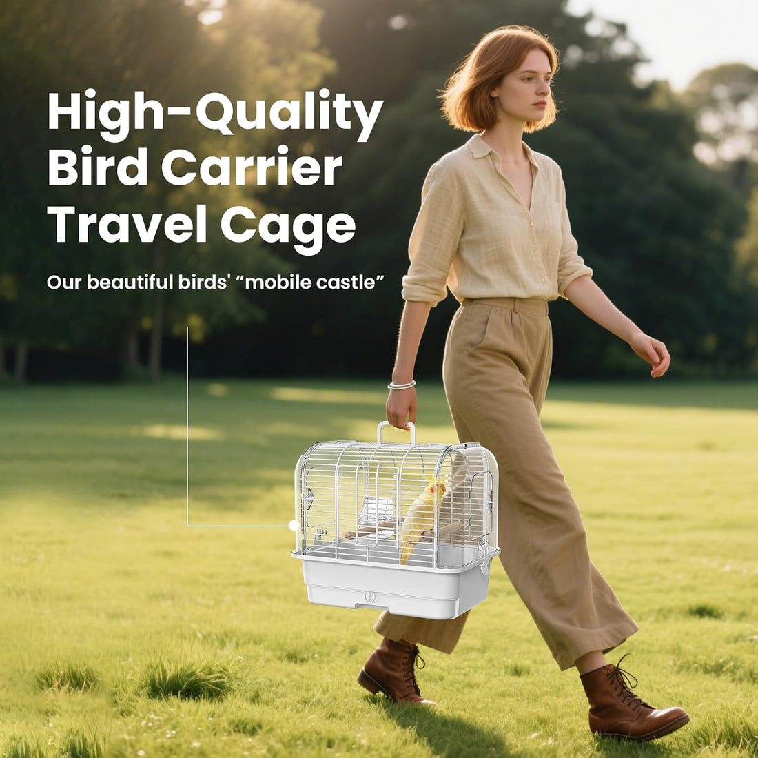 Travel Bird Carrier Cage,Parakeet Portable Cage with Feeder Cup