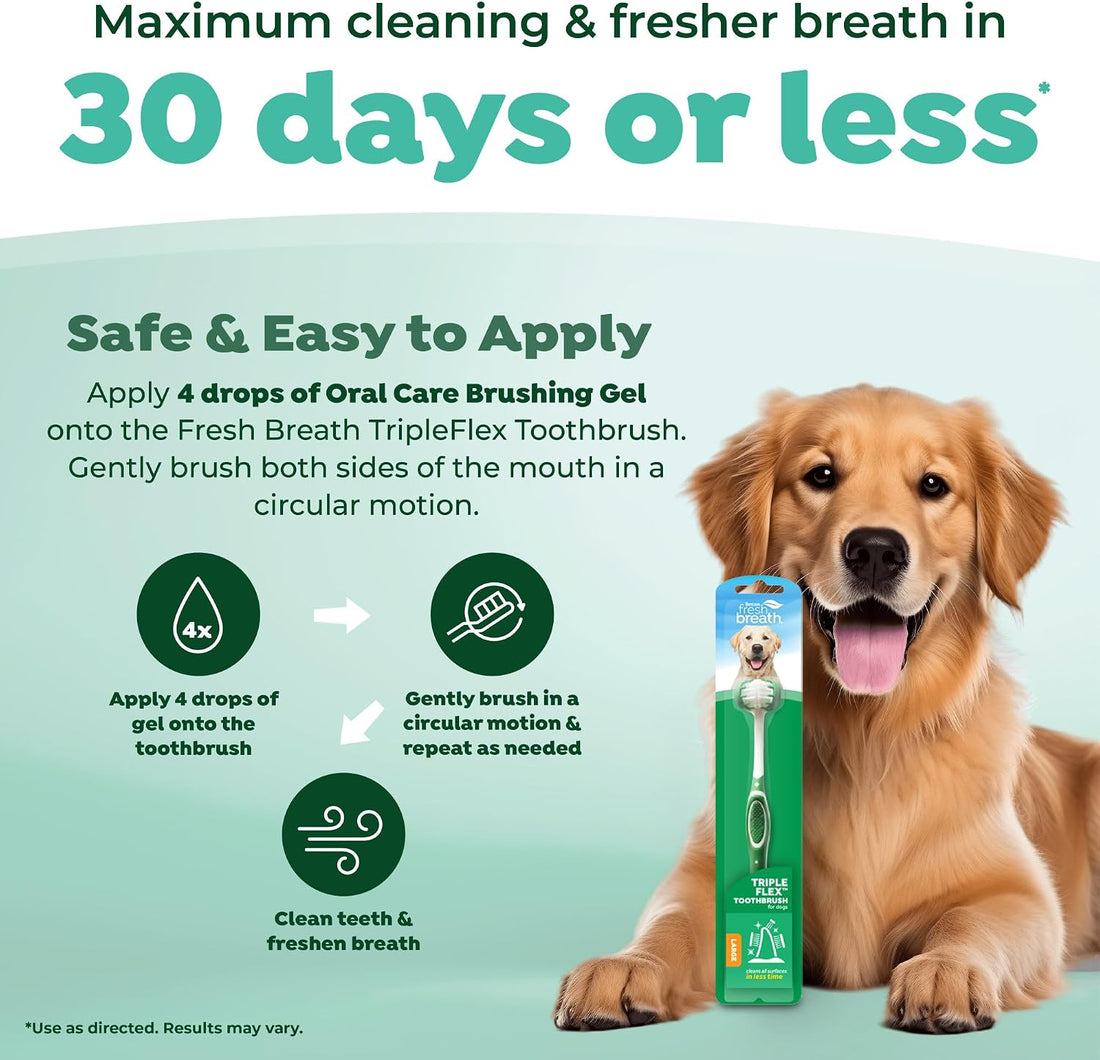 TropiClean Frehs Breath Tripleflex Dog Toothbrush for Large Dogs