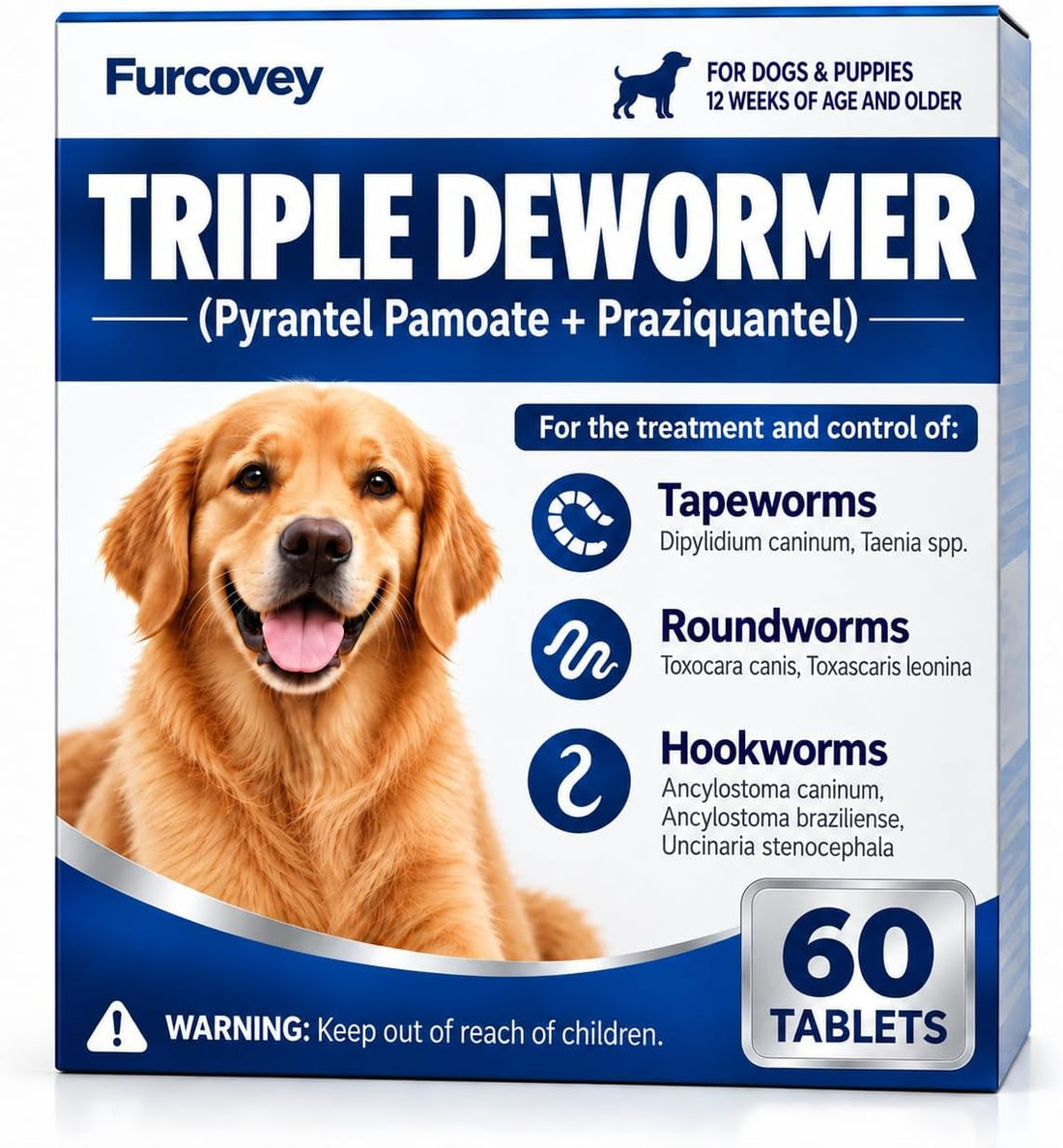 Dewormer for Dogs ,Triple De-wormer Tablet for Small
