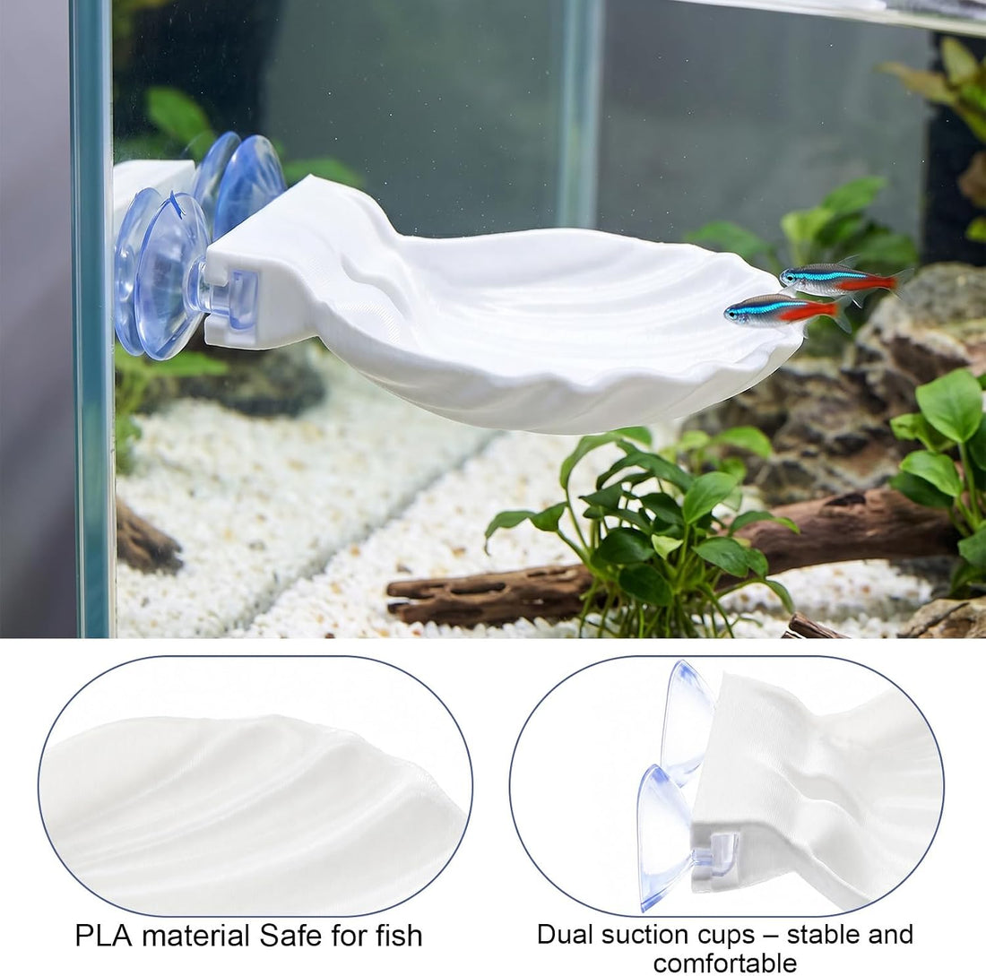 Betta Fish Hammock Shell, Shell Bed with Strong Suction Cup (White)