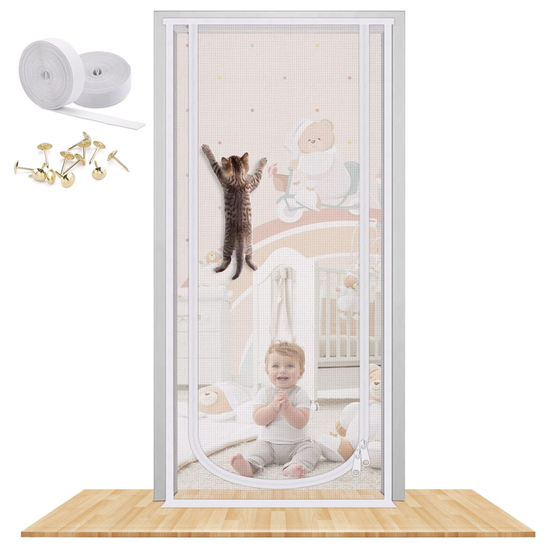 Reinforced Cat Screen Door, 35.5X82” Heavy Duty Pets Proof Screen