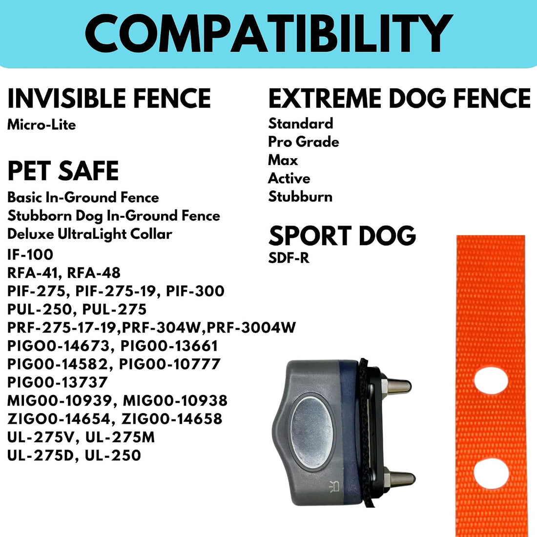 3/4" Orange Replacement Collar Strap