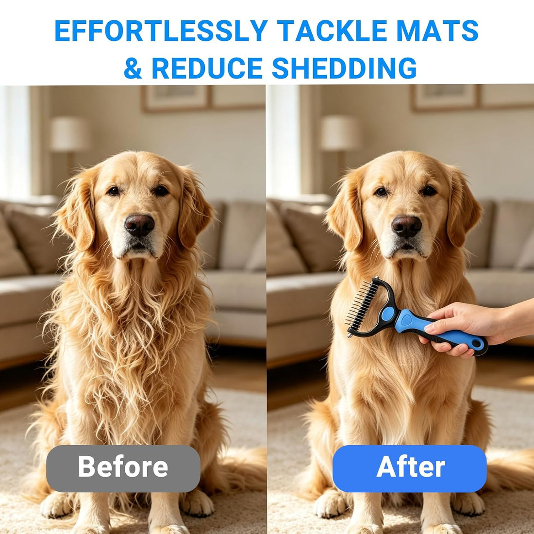 Dog Grooming Rake Deshedding Undercoat Brush for Dogs & Cats
