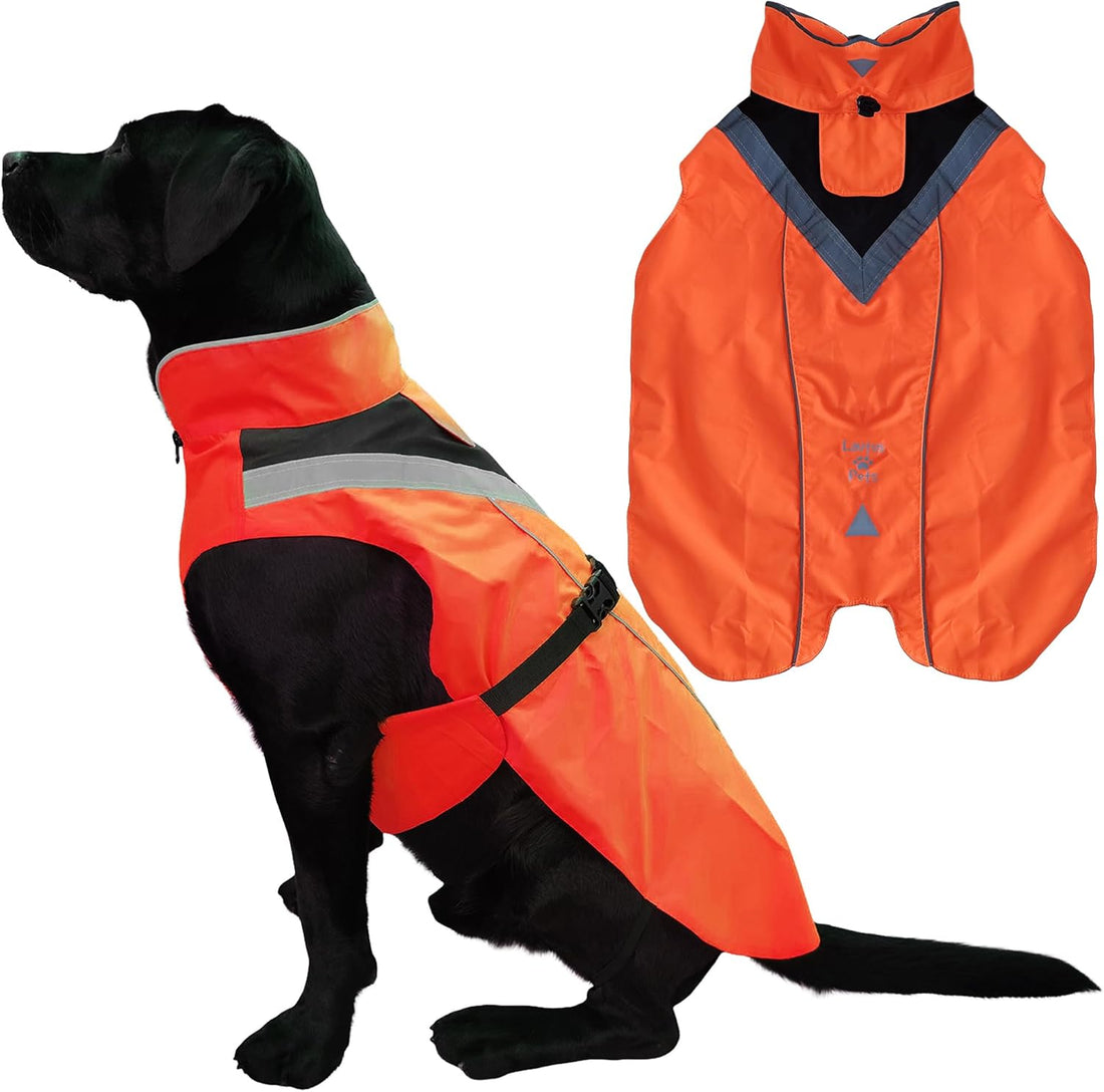 Waterproof Dog Rain Coat, Reflective Safety Strips & Leash Hole