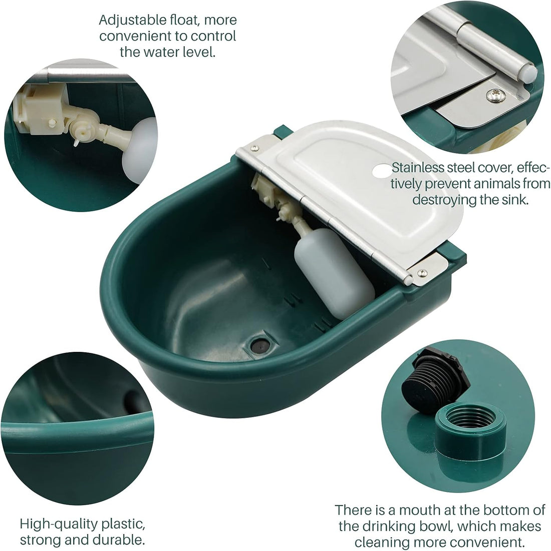 MINYULUA Automatic Waterer Bowl Large Horse Waterer with Float Valve