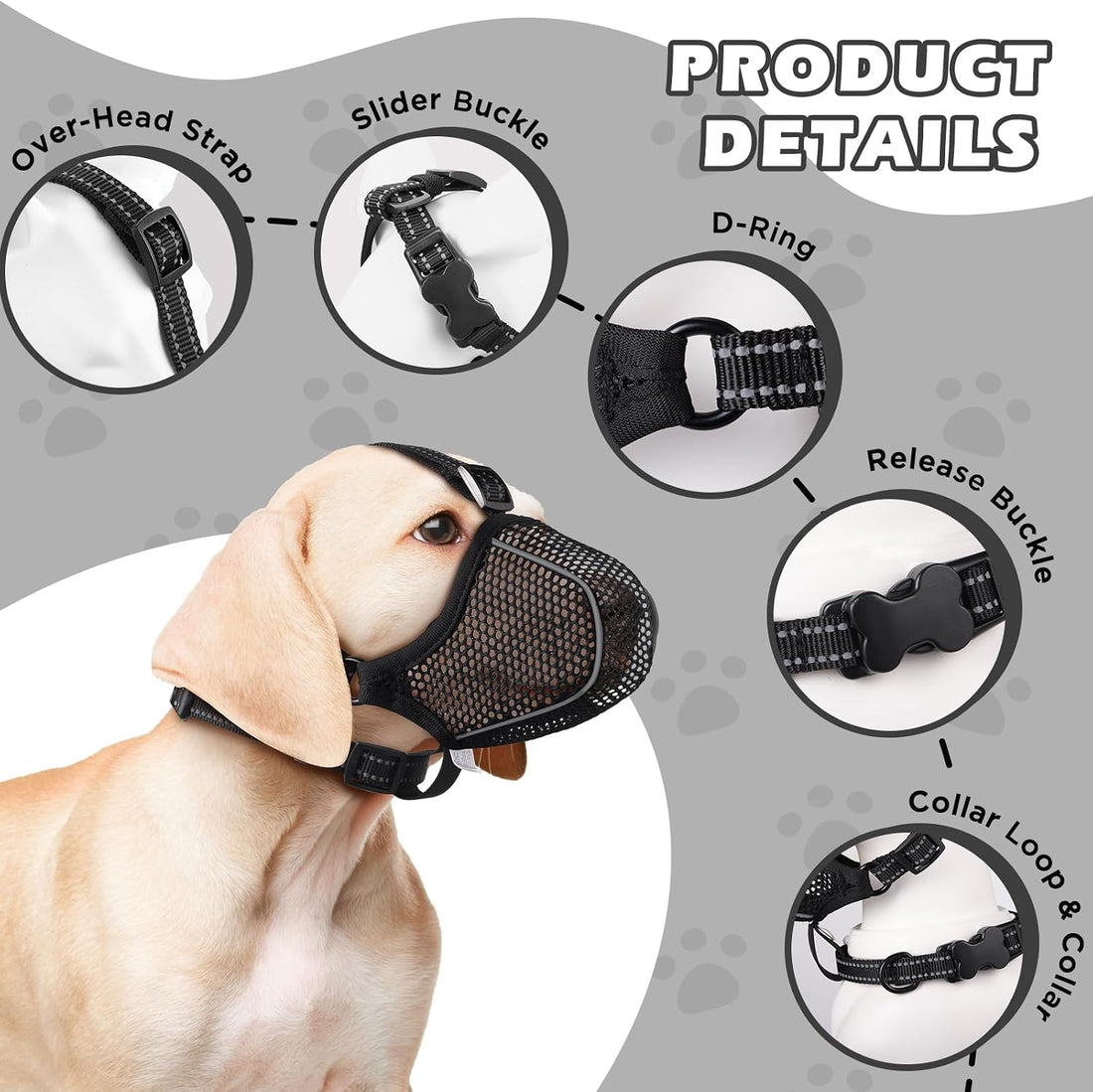 Dog Muzzle,Mesh Soft Muzzle for Small Medium Large Sized Dogs