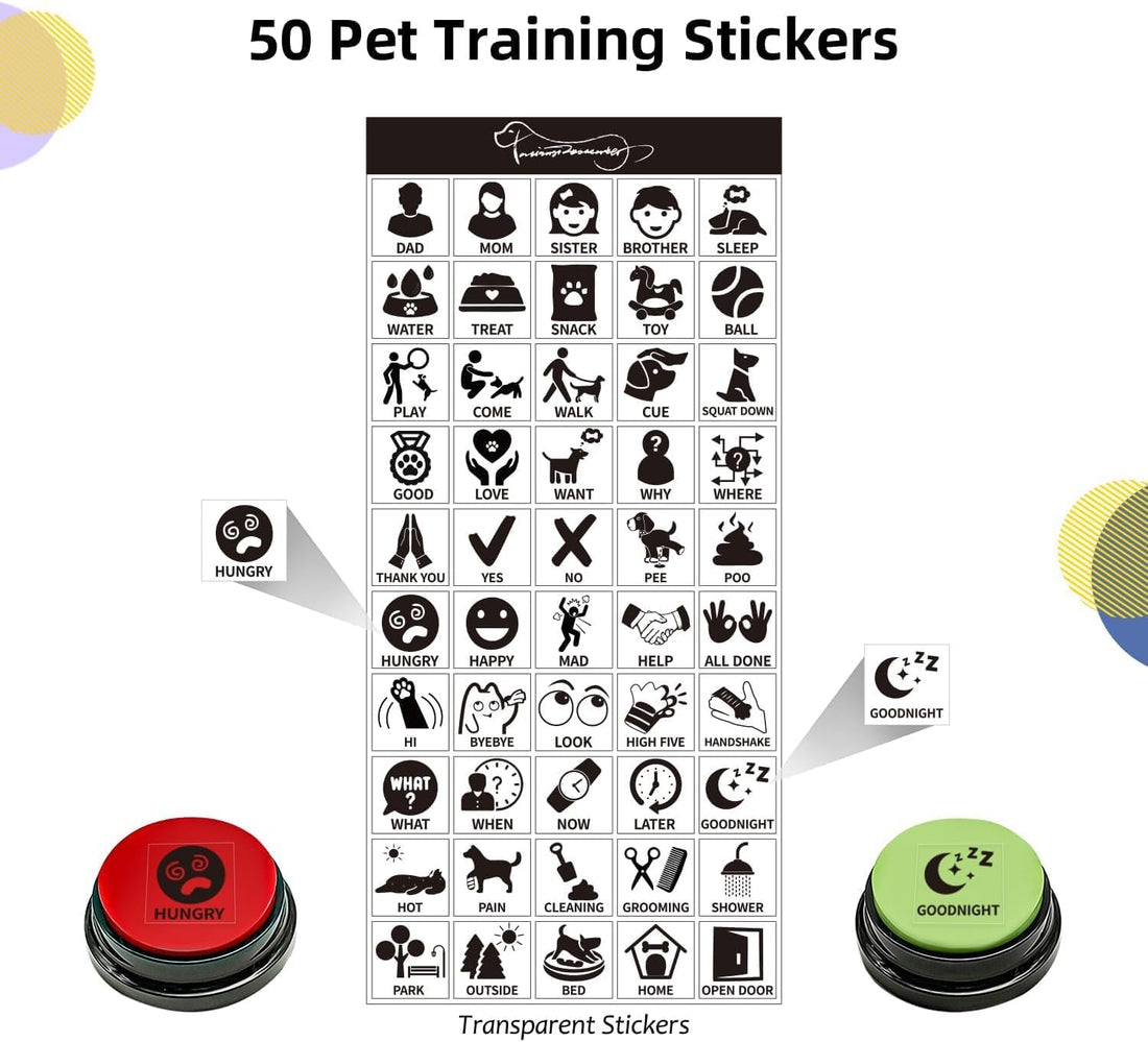 RIBOSY Set of 6 Recordable Buttons with Rubber Mat and 50 Training