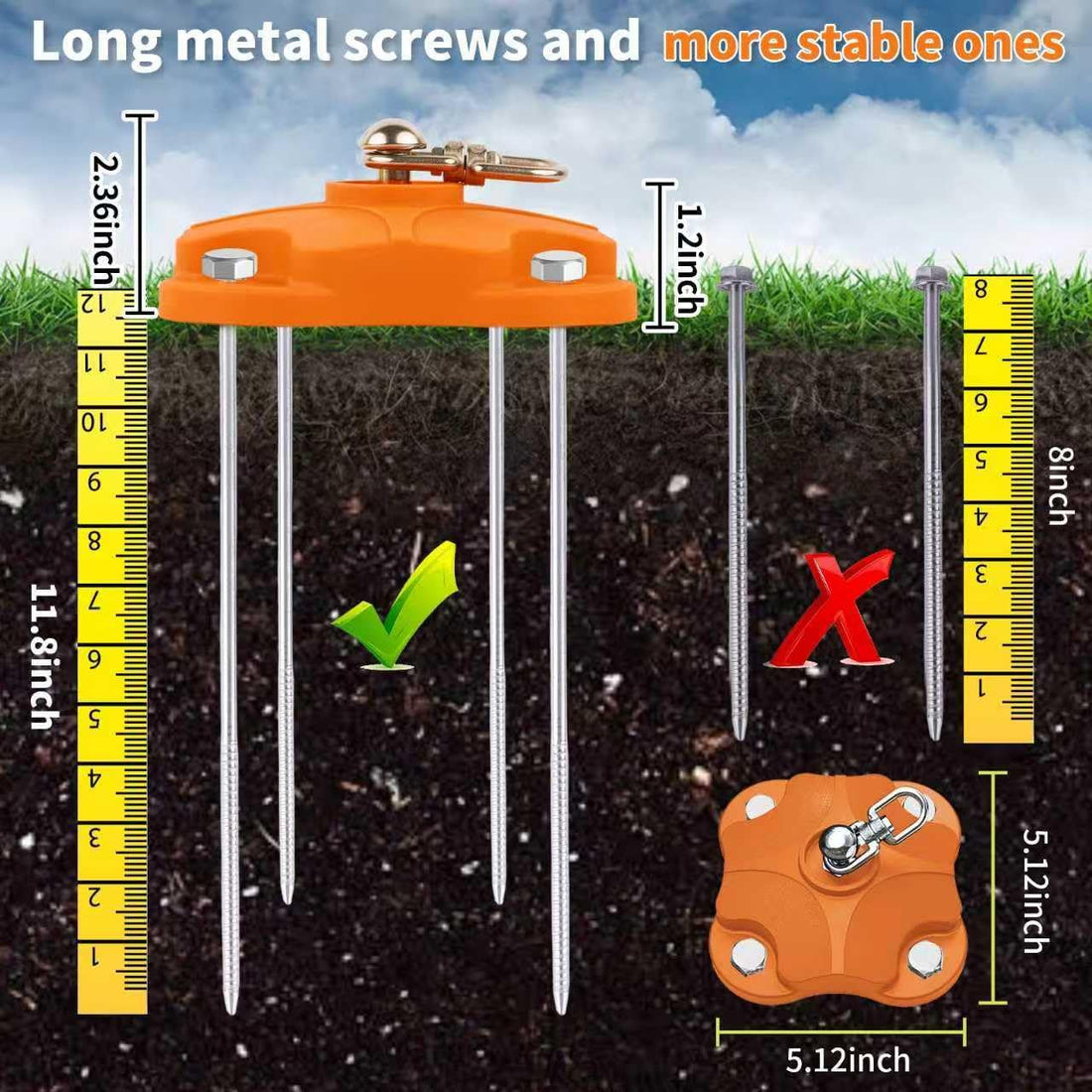 MOLANZ Heavy Duty Dog Tie Out Stake for Outside