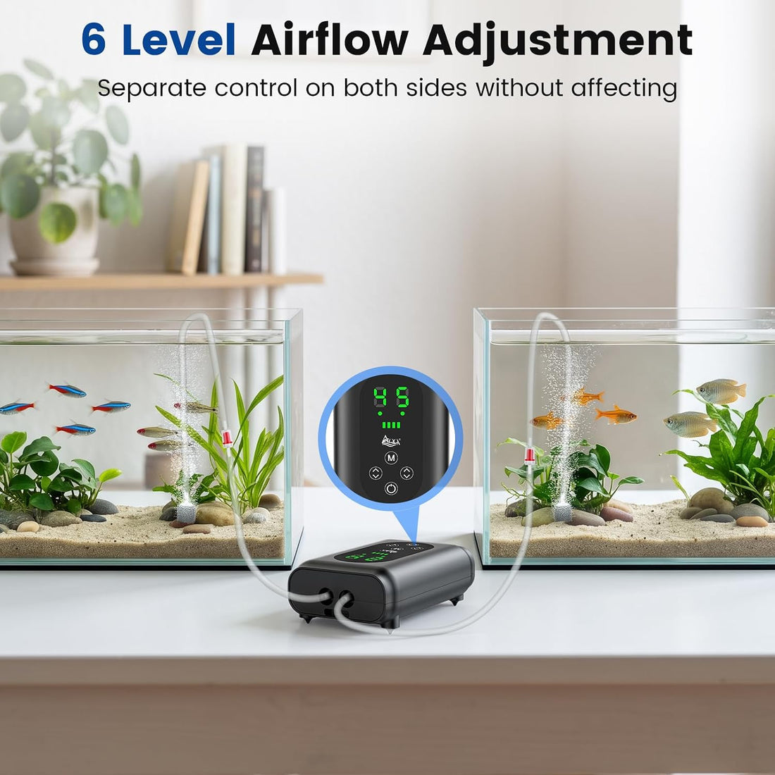 AQQA Battery Powered Aquarium Air Pump, Quiet Fish Tank Oxygen Pump
