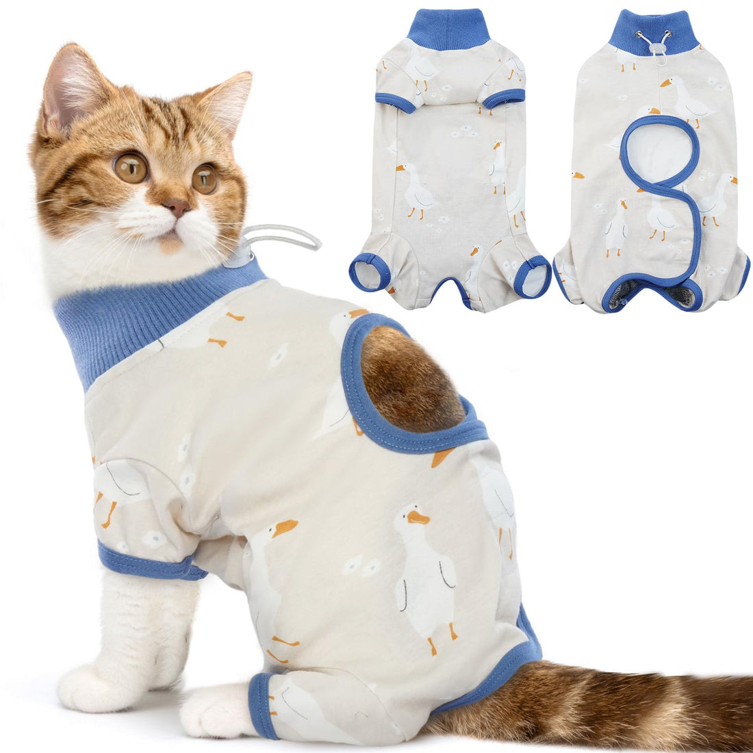 DENTRUN Cat Surgery Recovery Suit Female Male Soft Onesie
