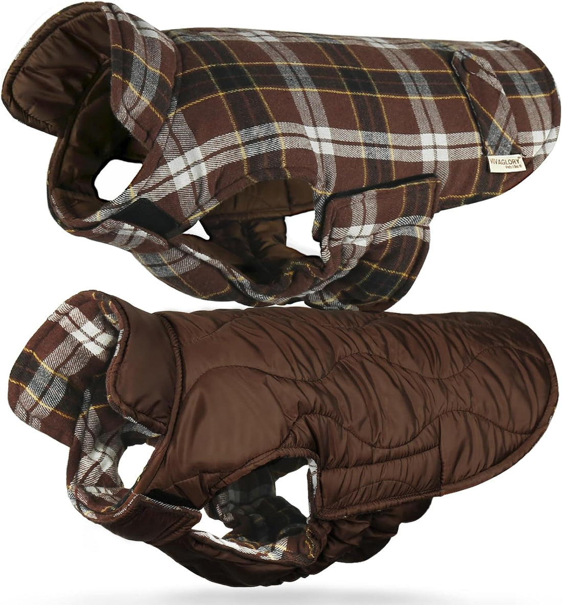 VIVAGLORY Dog Winter Coat Softjoy Warm Dog Jacket, S, Coffee
