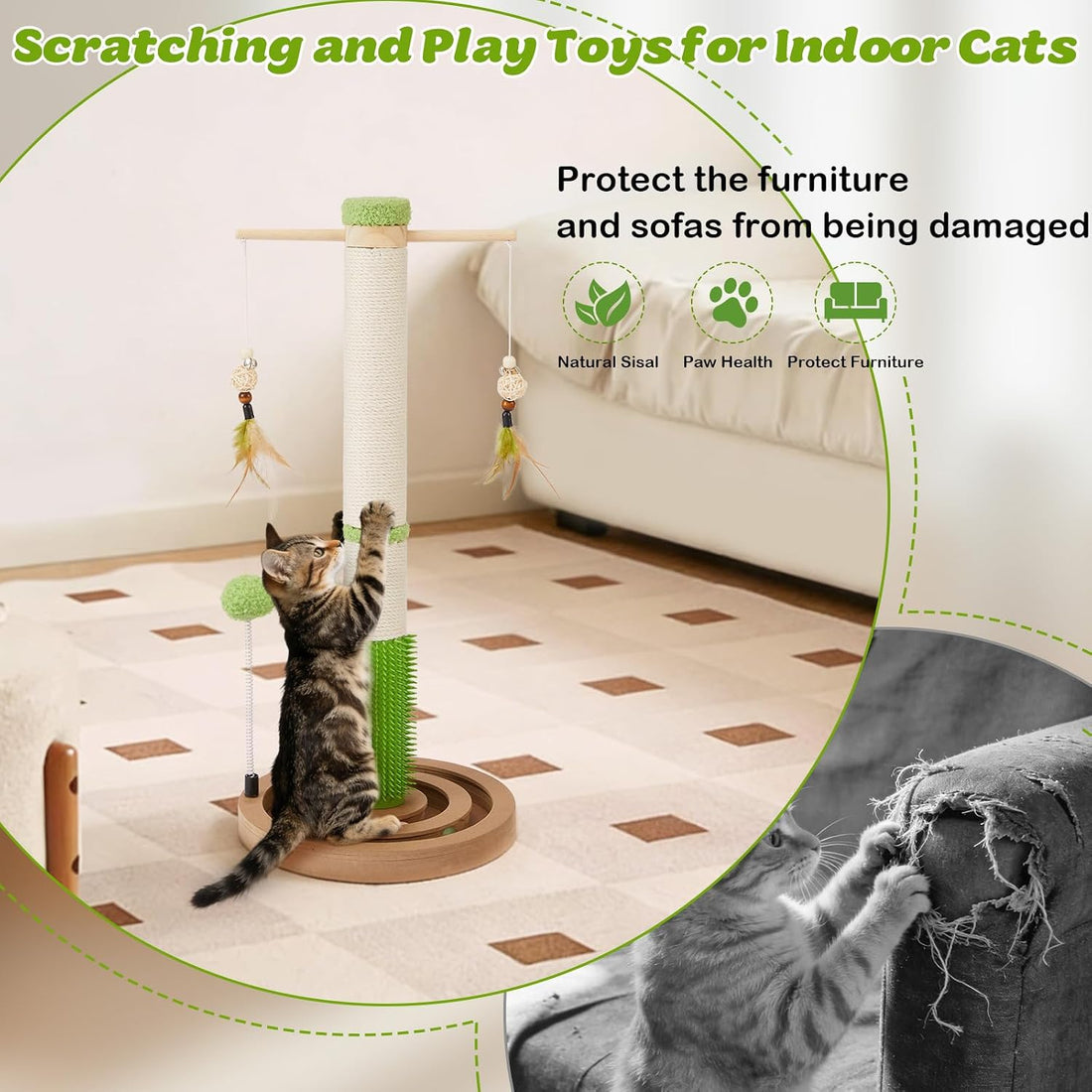 25.79" Cat Scratching Post Tower for Kittens