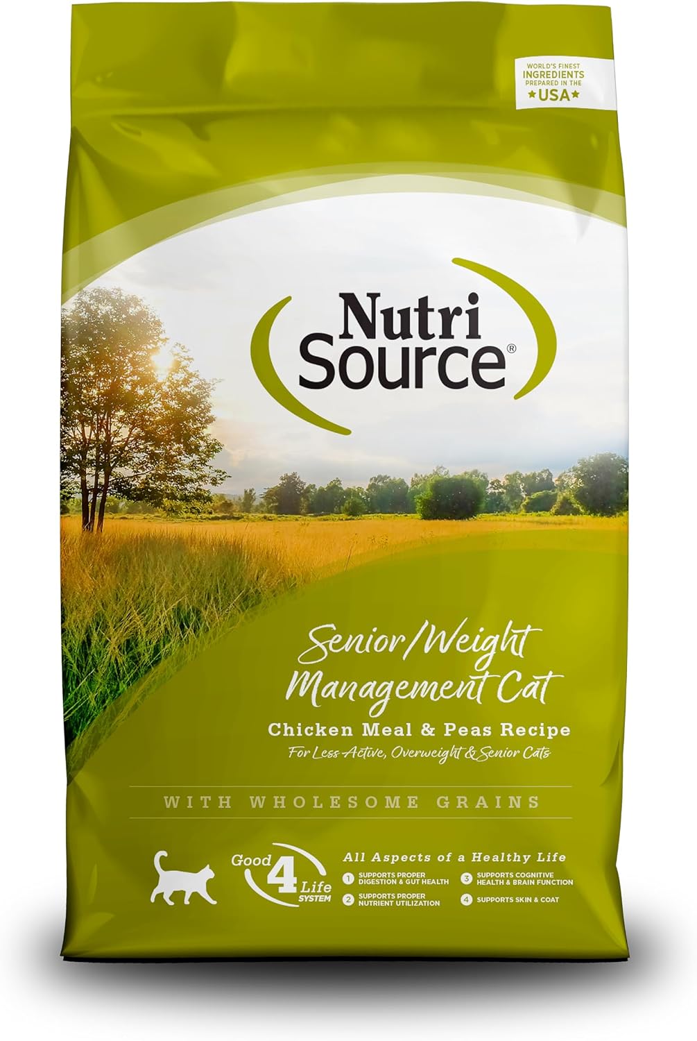 NutriSource Senior & Weight Management Dry Cat Food, Chicken & Peas