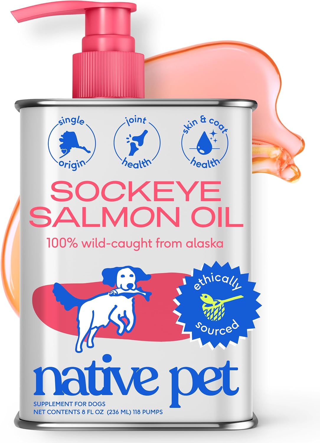 Native Pet Sockeye Salmon Oil for Dogs & Cats