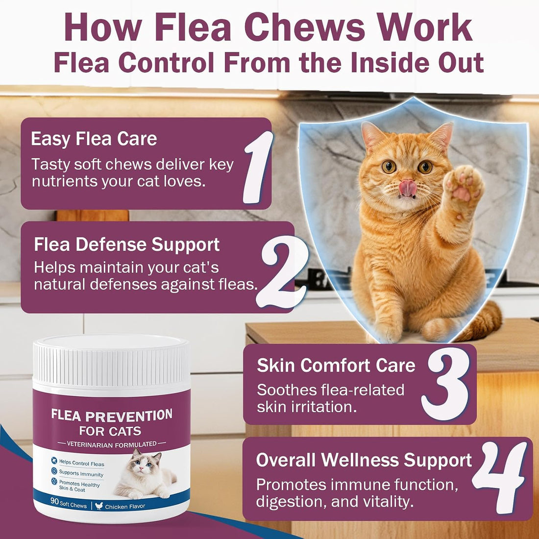 Flea Prevention for Cats, Cat Flea Chewables Over 2 lbs