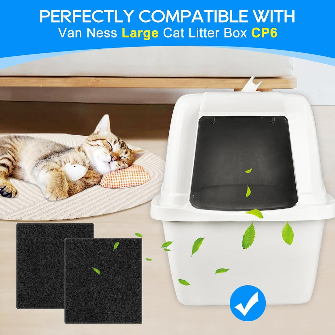 8PCS Cat Litter Box Filter Compatible with Van Ness CP7 Extra Large