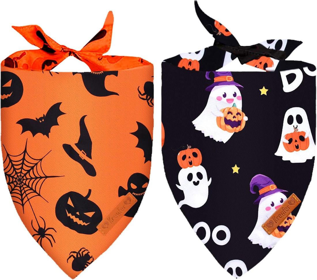 2 Pieces Halloween Dog Bandanas