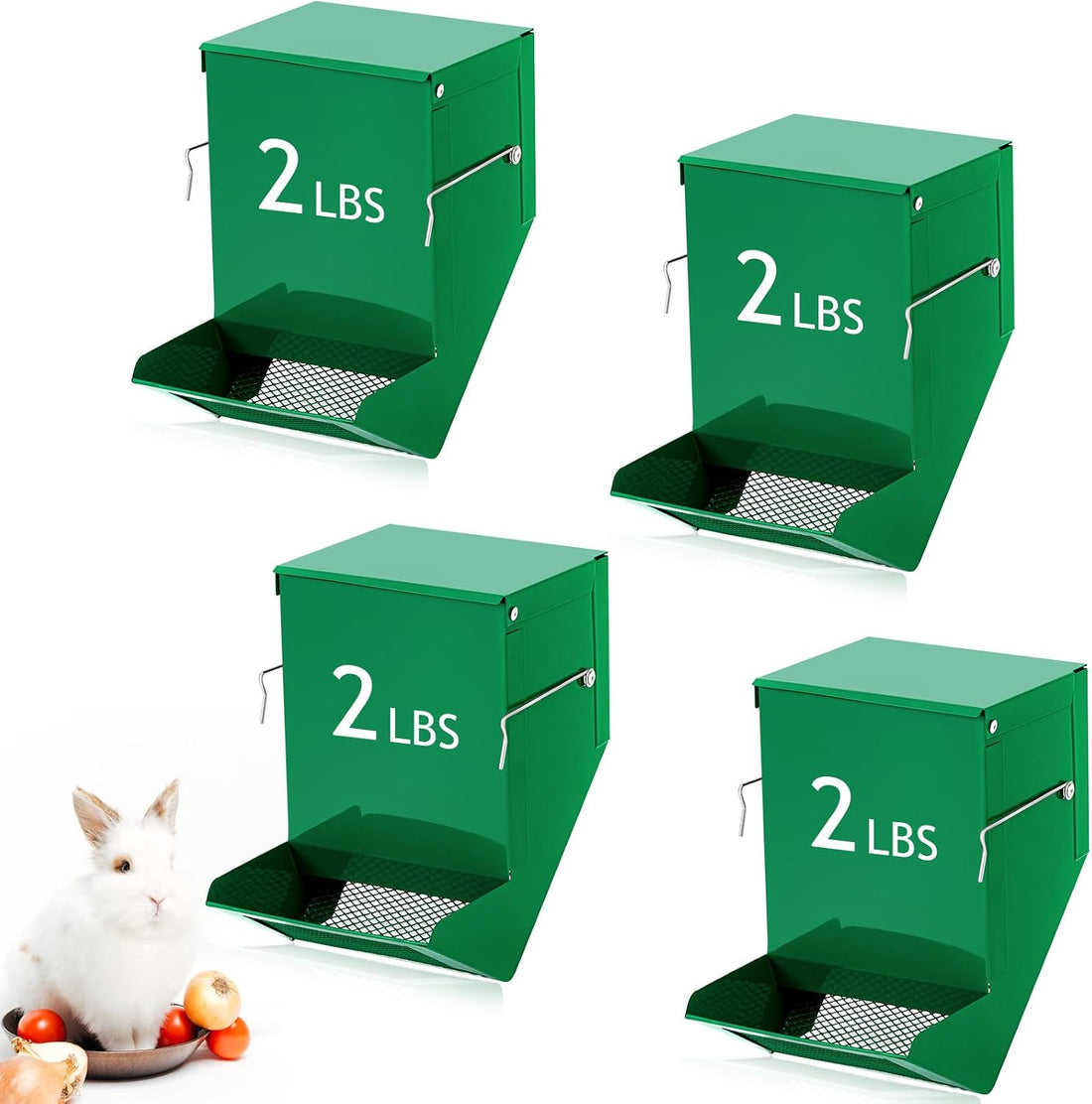 4 Pack Rabbit Feeder for Cages Small Animal Dispenser