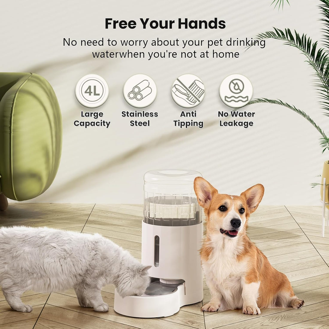 CZPET Dog Water Dispenser, Widen Mouth Gravity Refilling