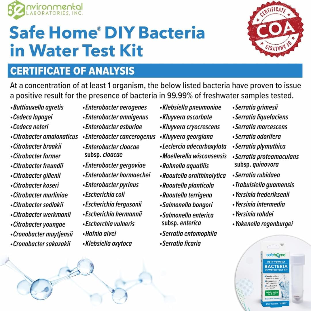 Safe Home DIY Bacteria in Water Test Kit (2 Pack)