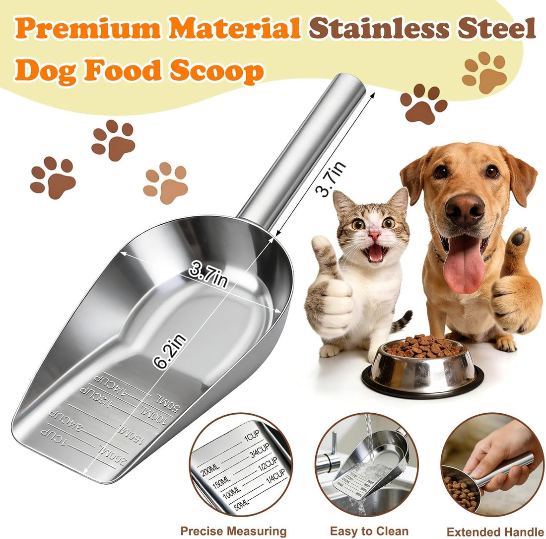 Mity rain Dog Food Scoop Stainless Steel with Long Handle