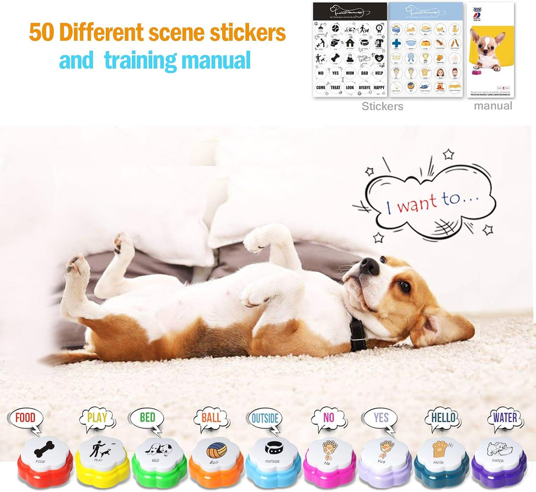 Dog Buttons for Communication, 9pcs Recordable Talking Buttons Set
