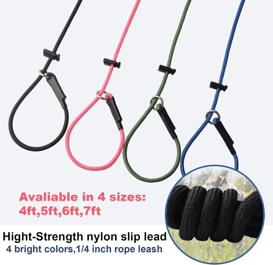 Slip Lead Dog Leash 6ft Dog Training Leads 1/4” Nylon Rope Pet Lead