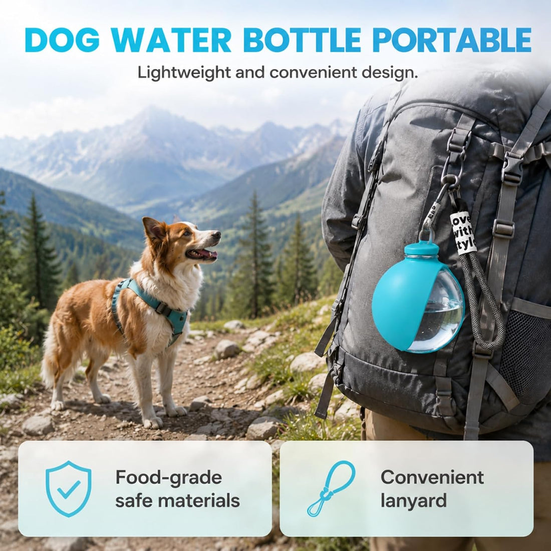 2 Pack Portable Dog Water Bottle with Collapsible Silicone Bowl