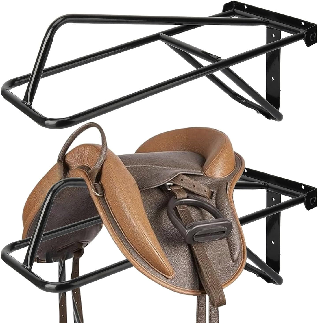 2Pcs Saddle Rack,Wall Mounted Folding Saddle Rack Stand Heavy Duty
