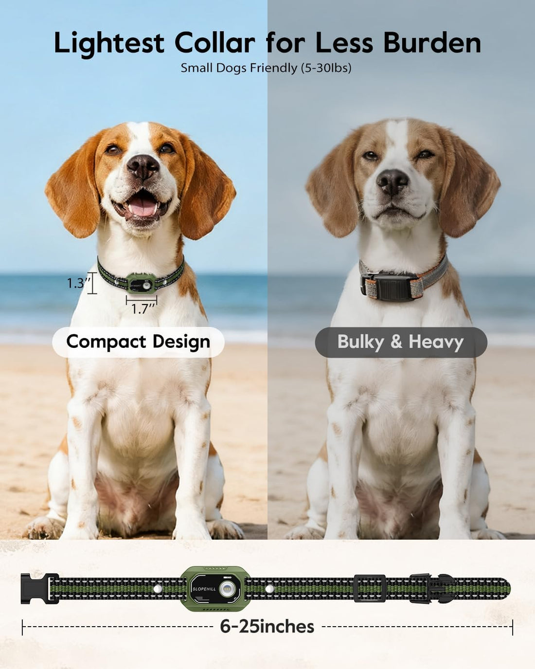 SLOPEHILL Mini Shock Collar for Small Dogs 5-30lbs,Featuring No Shock