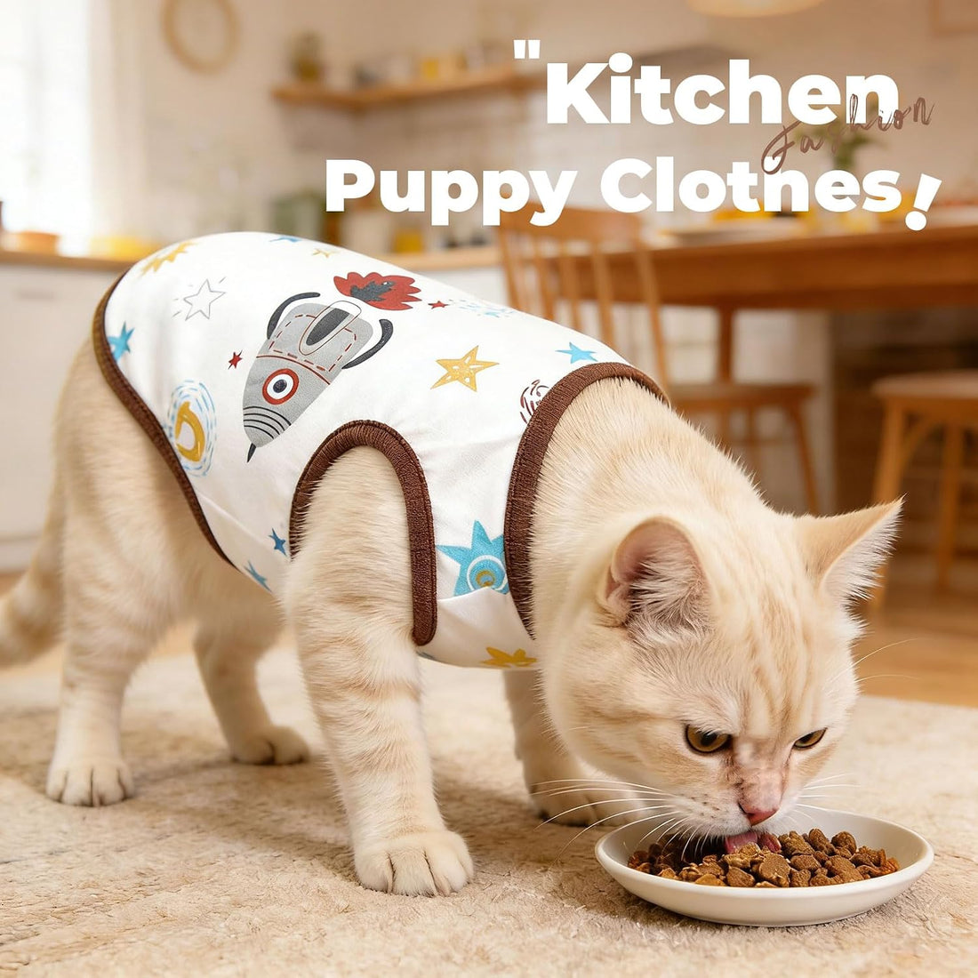 PETCARE Cute Cartoon Cat Shirts for Cats Only Soft Cotton Tshirts