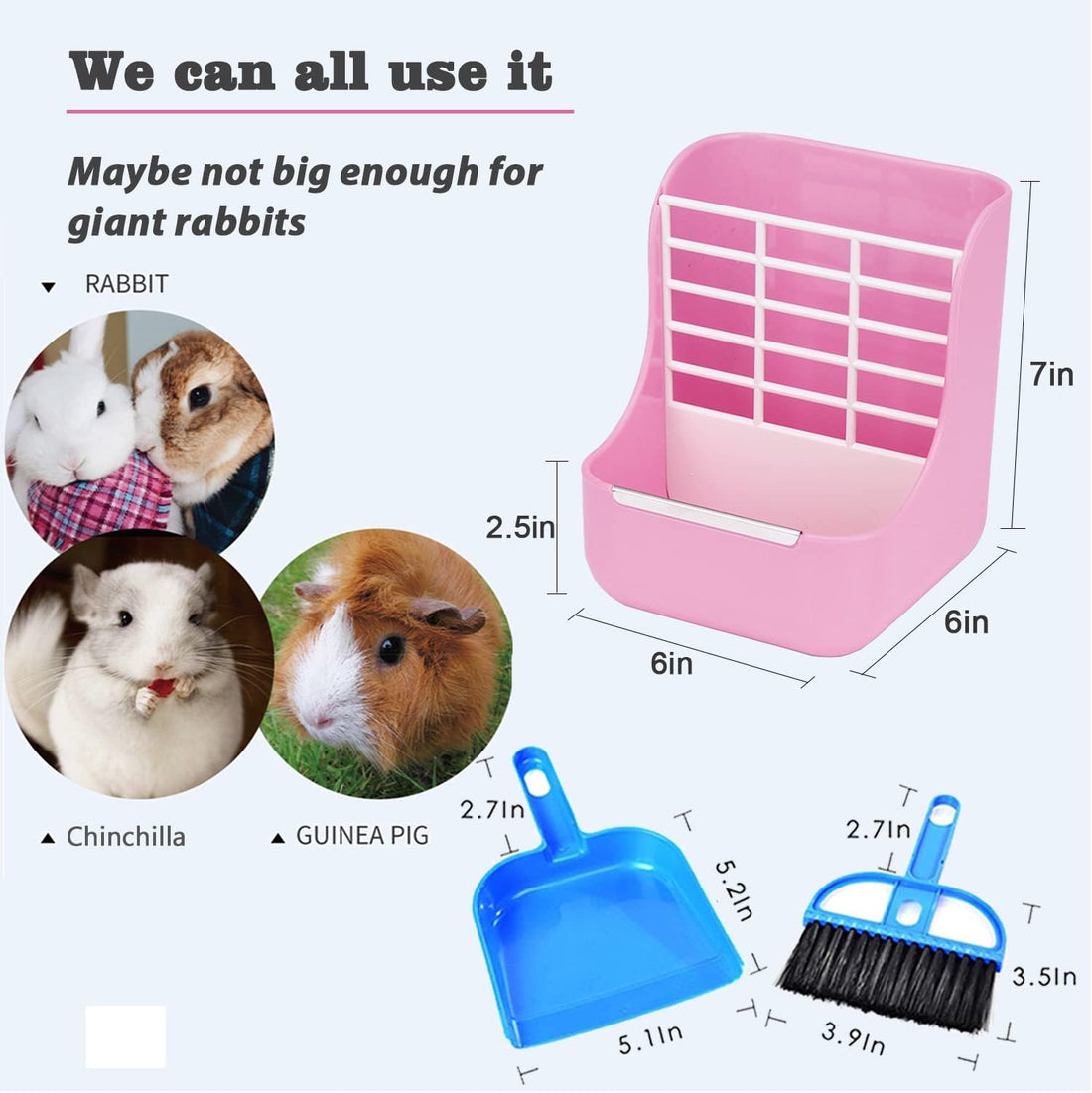 HERCOCCI Rabbit Hay Food Bin Feeder and Bunny Water Bottle Set