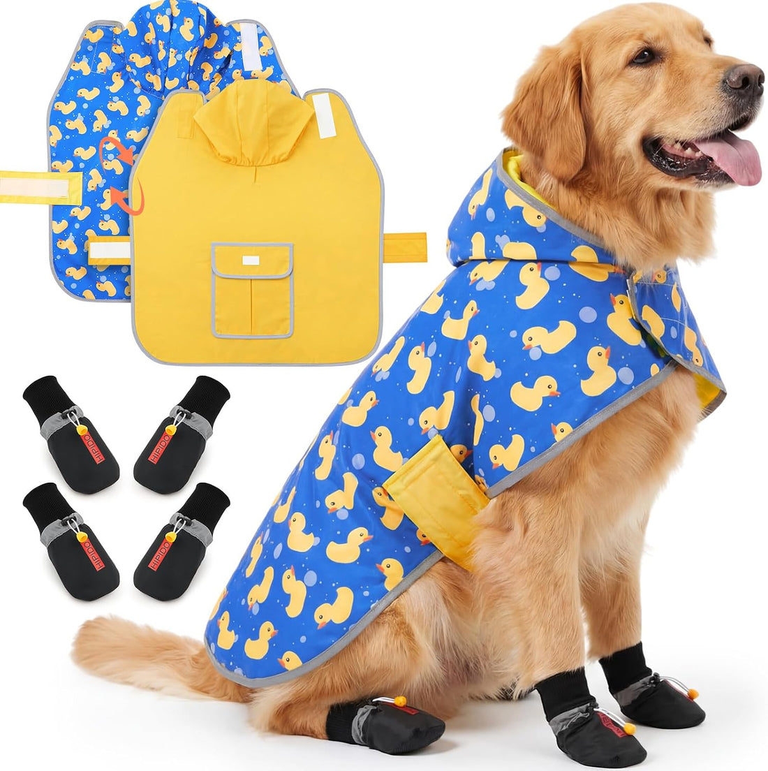 Waterproof Dog Raincoat Shoes 10-22lbs, Poncho