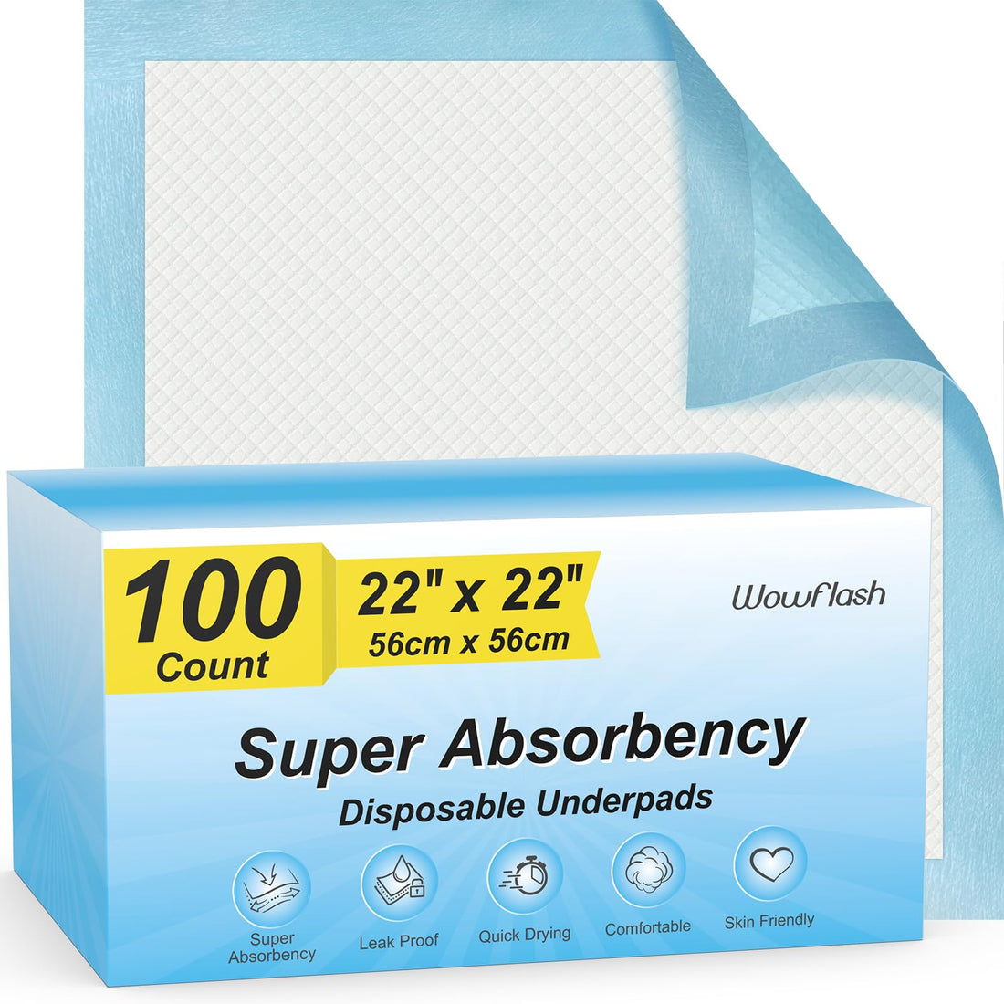 100 Count 22” x 22” Super Absorbency Disposable Underpads