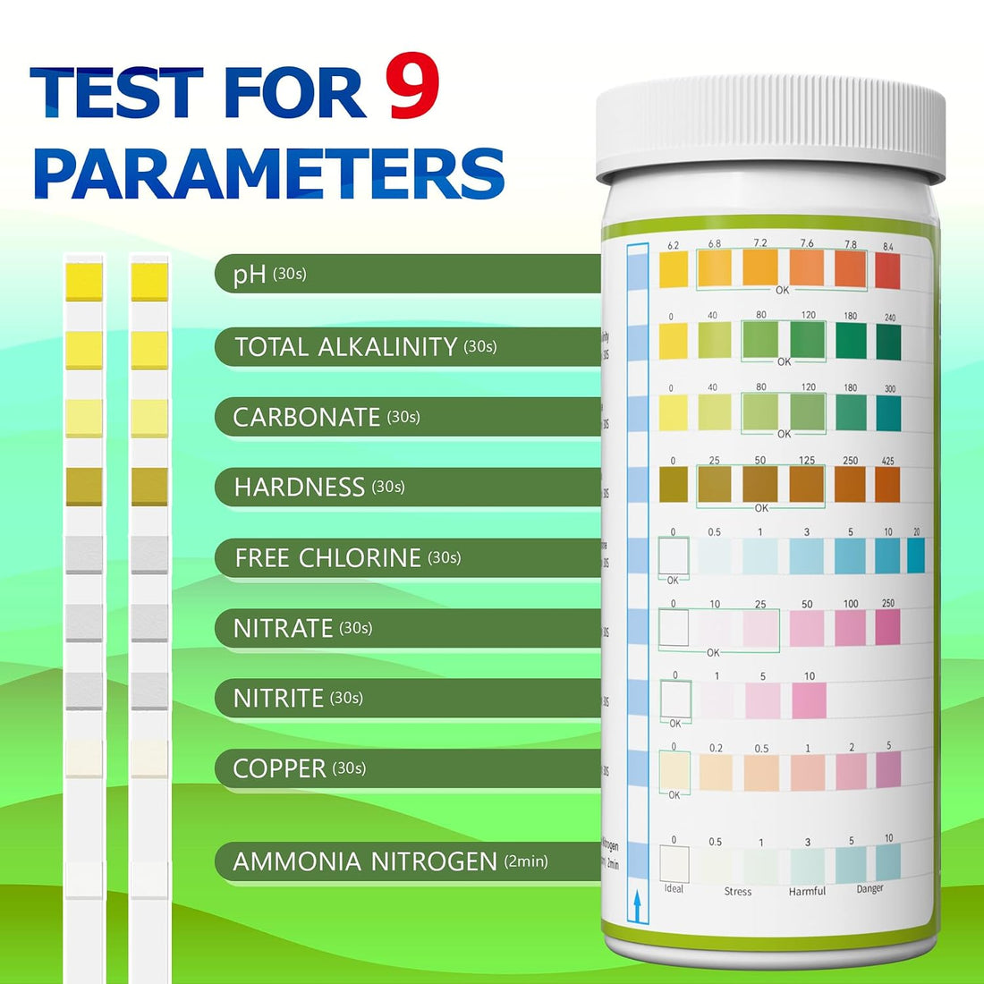 Aquarium Test Strips Fish Tank Pond Water Testing Kit