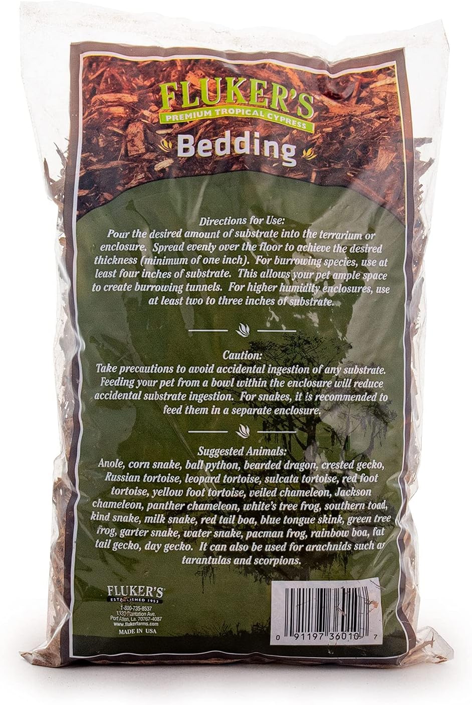 Fluker's Premium Tropical Cypress Bedding for Reptiles, 10 Pound