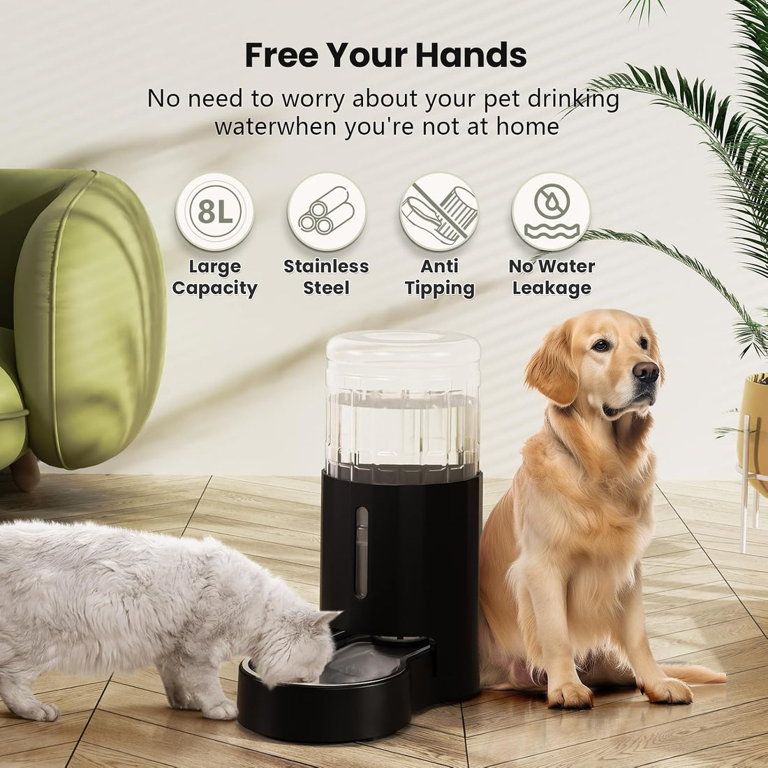 CZPET Gravity Dog Water Bowl Dispenser, Wider Mouth