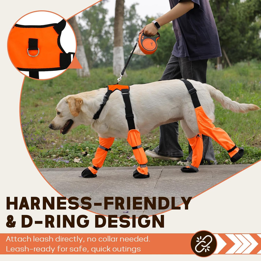 QBLEEV Dog Suspender Boots, Waterproof Dog Rain Boots Paw Protector