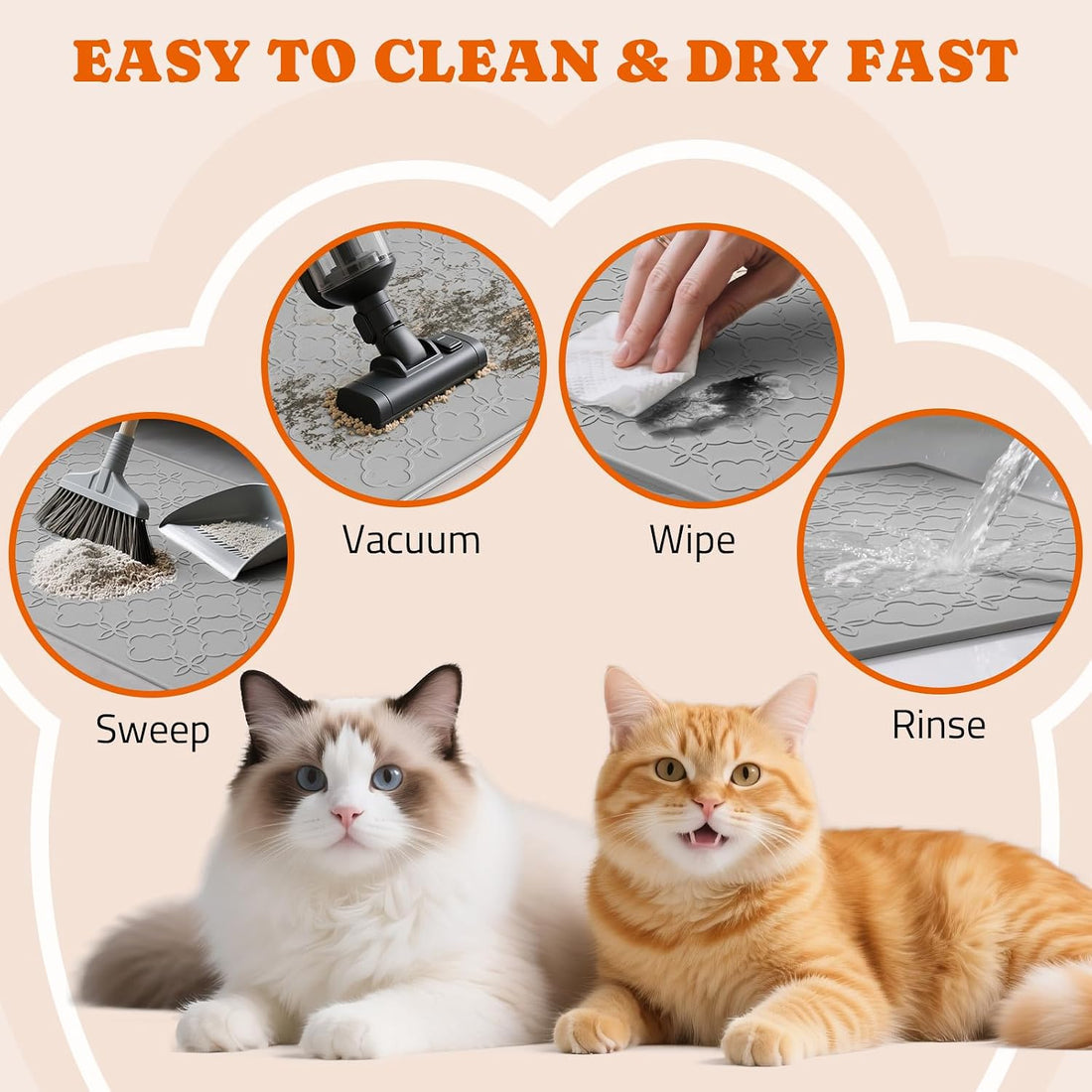 Pawtners Silicone Cat Litter Mat Extra Large 42" X 30", Easy to Clean