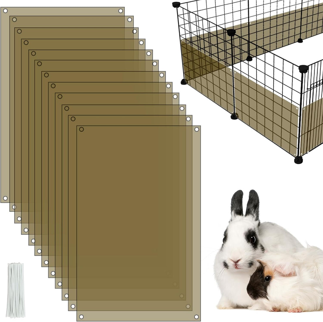 PETKNOWS 12 Pack 11.8 x 7.9 inch Clear Cage Edge Liner Protection