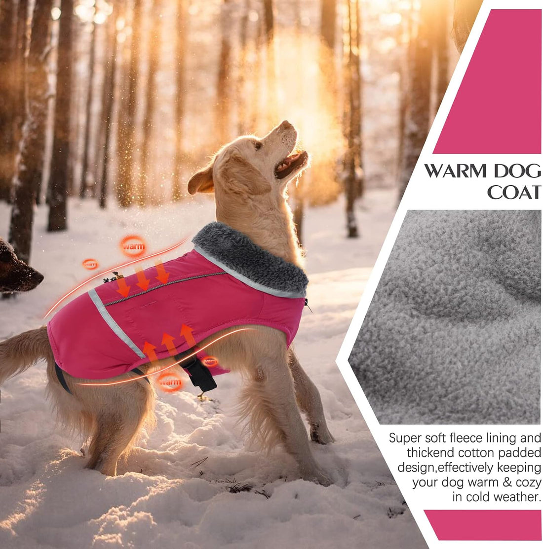 QBLEEV Warm Dog Coat, Reflective Dog Jacket