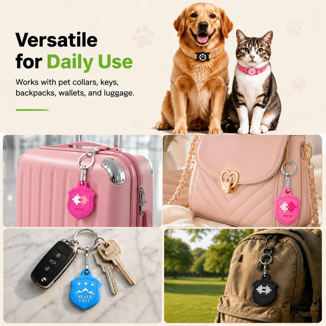 Dog Tracker with Apple Find My, GPS Pet Tracker for Dogs and Cats