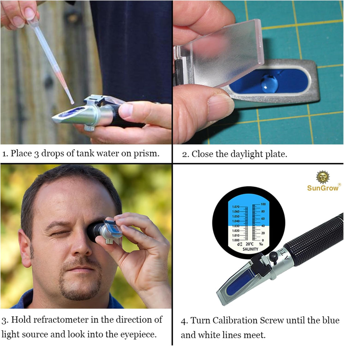 SunGrow Measure Salinity of Water with Aquarium Refractometer