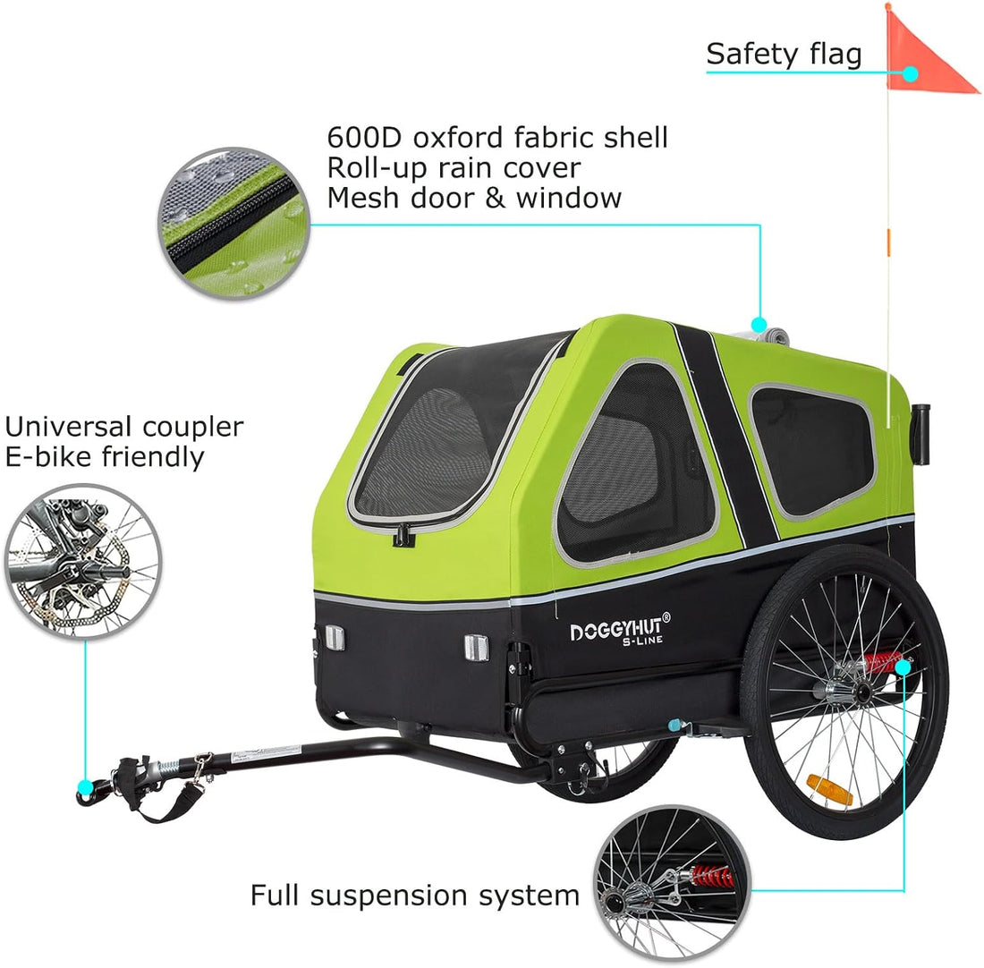 DOGGYHUT® S-Line XL Pet Bike Trailer & Stroller for Large Dogs Up
