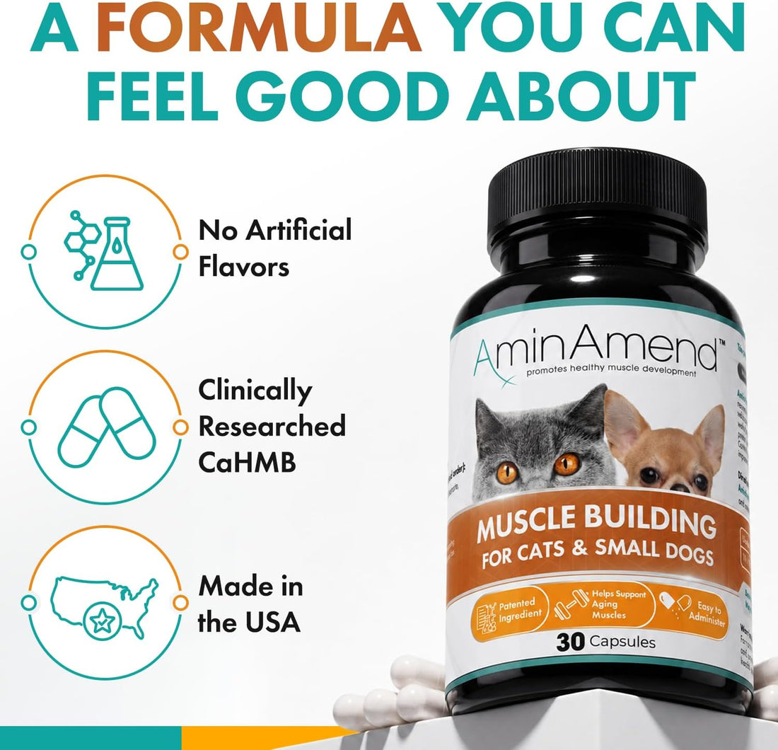 Small Dog & Cat CaHMB Muscle Support Capsules, Vitamin D3, 30 Ct