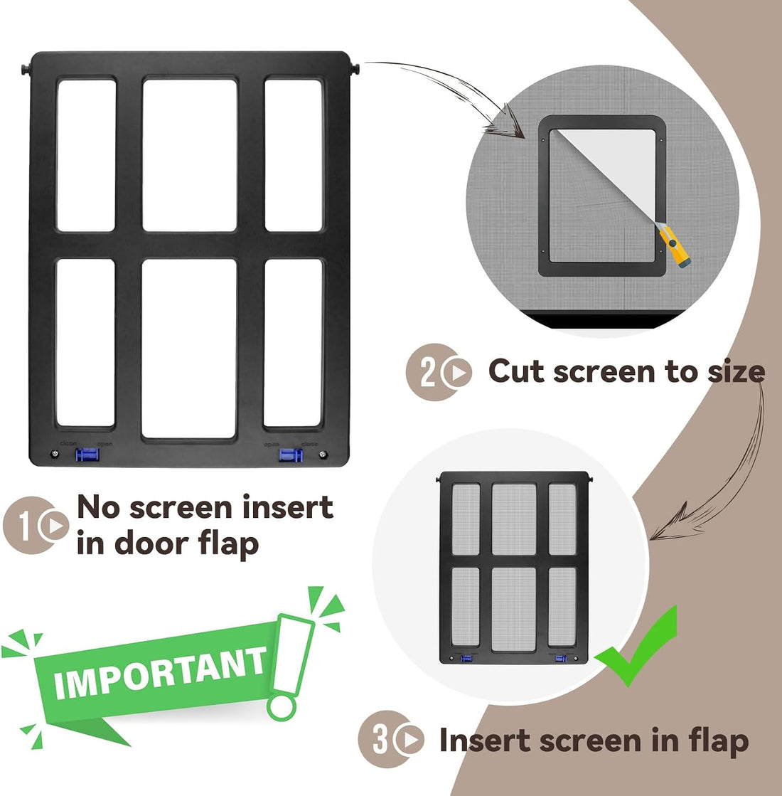 Billionchains Dog Door for Screen Door with Magnetic Auto-Close