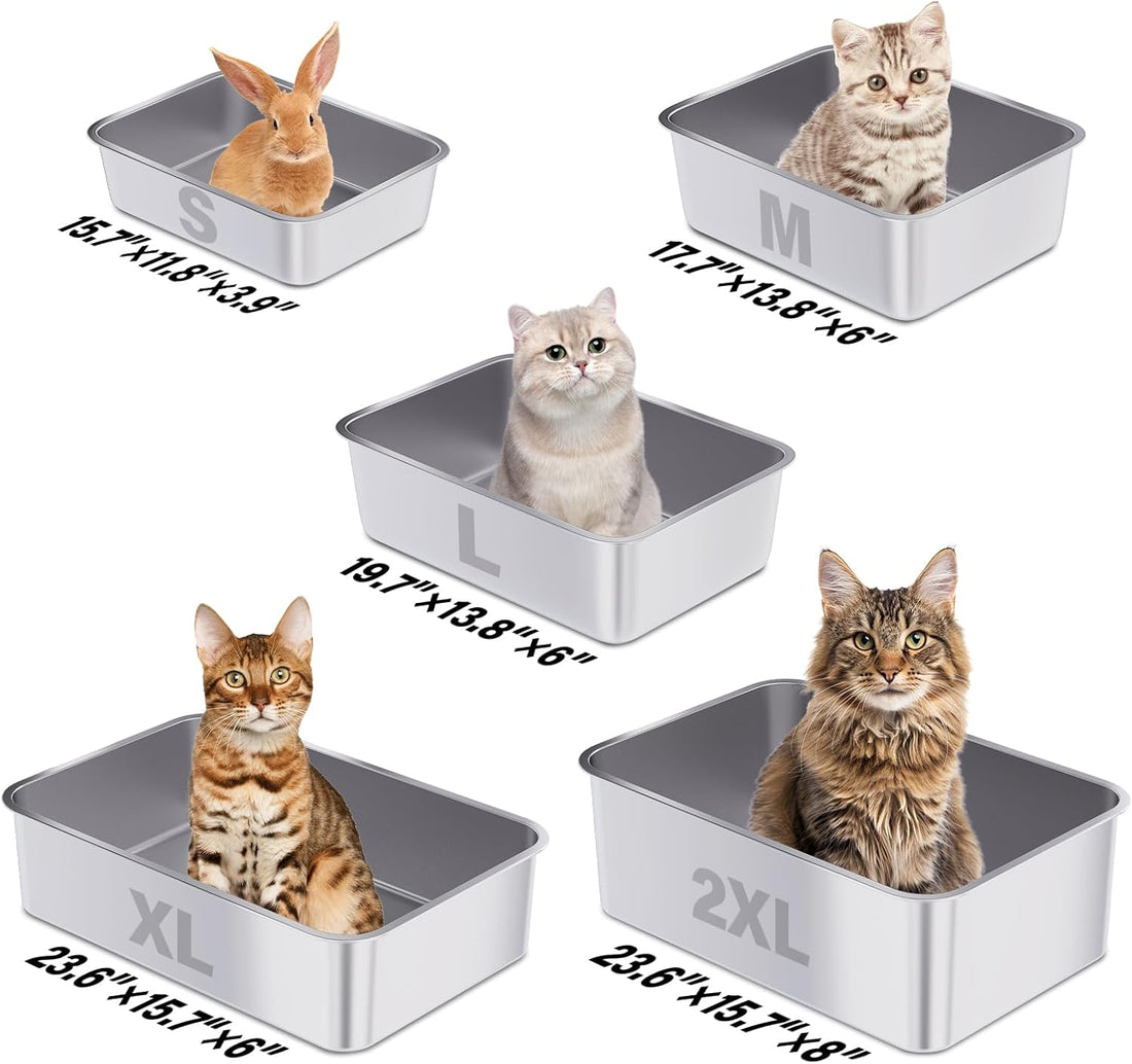 Stainless Steel Litter Box, 23.6“x15.7"x6" Deep Stainless Steel Cat