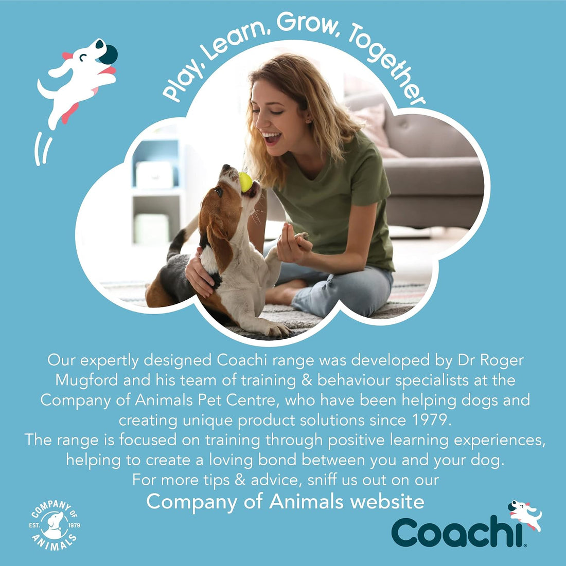 Company of Animals Coachi Whizzclick | Light Blue/Navy Button