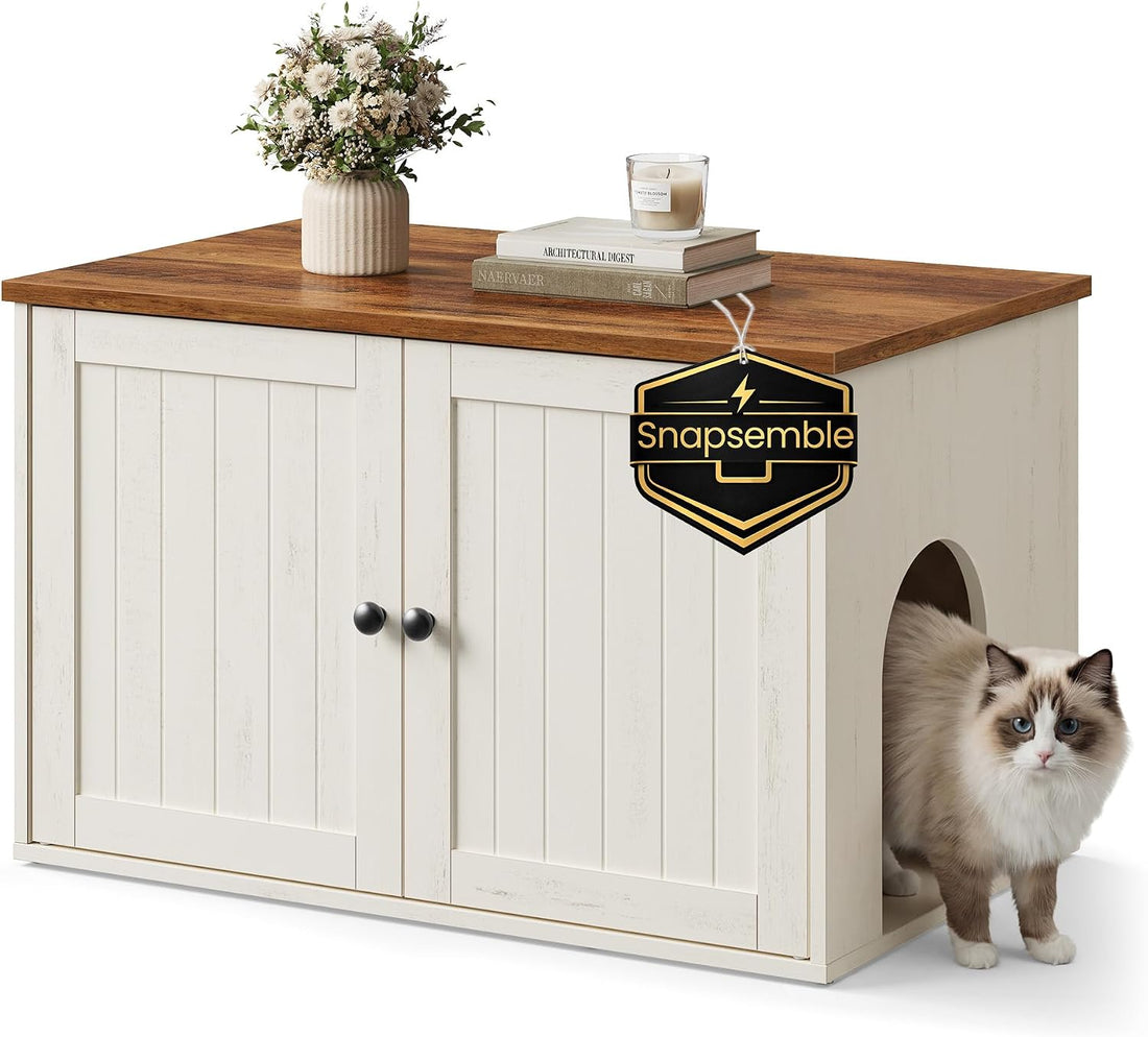 SONGMICS HOME Toolless Assembly Litter Box Enclosure, Cat House