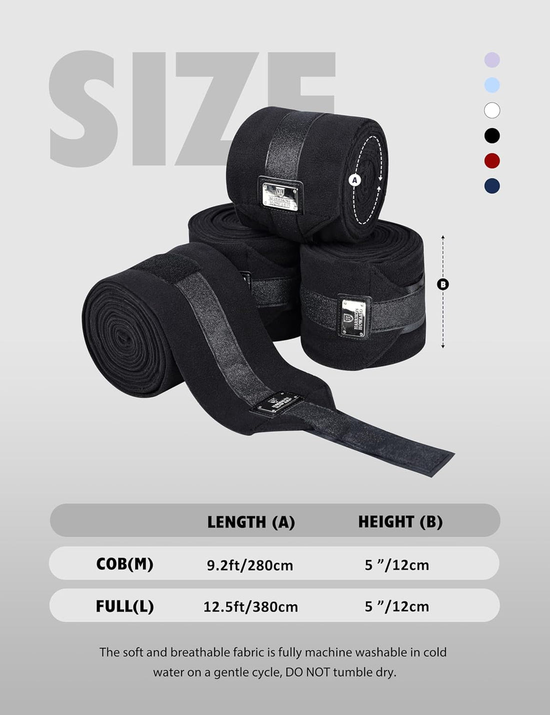Harrison Howard 4-Pack Horse Polo Wraps, Leg Wraps for Horses